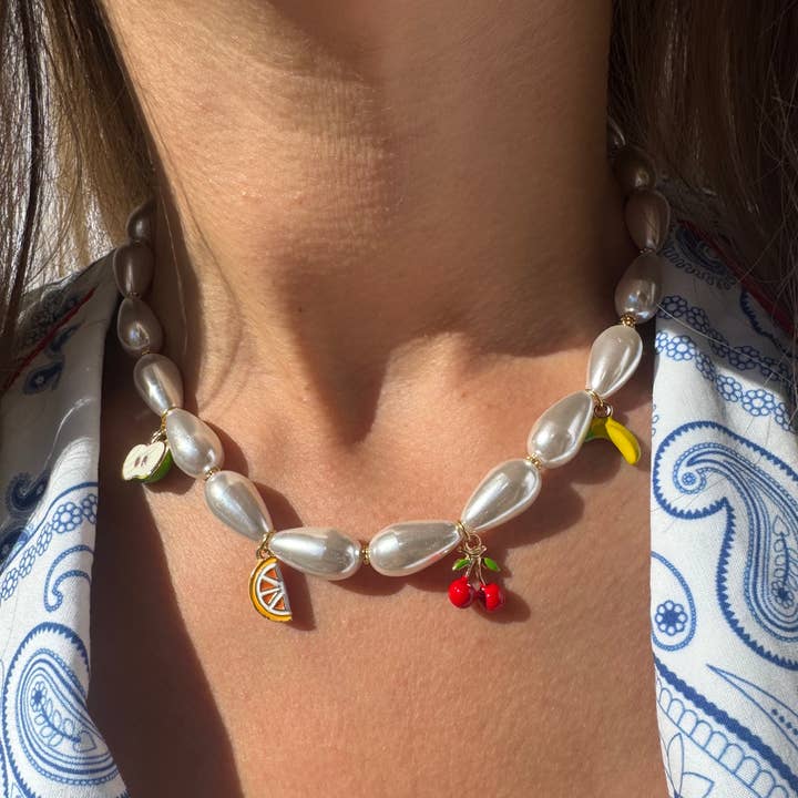 Christina Christi - Wholesale Beaded/Pearl Necklace - Handmade Beaded Necklace with Colorful Fruit Pendants0
