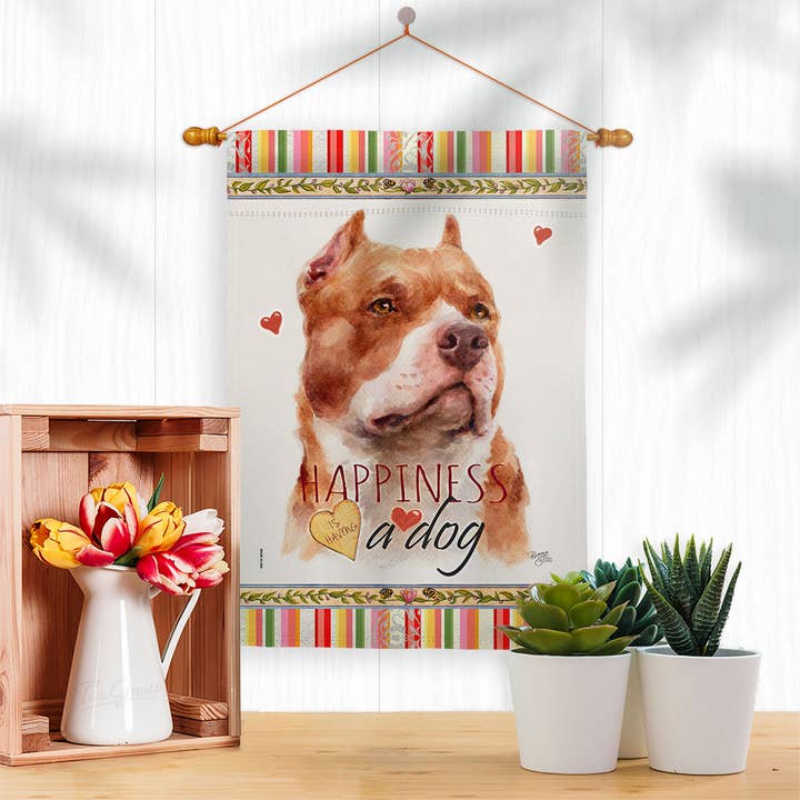 Two Group Flag Co – Engroshandel Flag – Fawn Pitbull Lykke Dyr Hund Decor Flag2