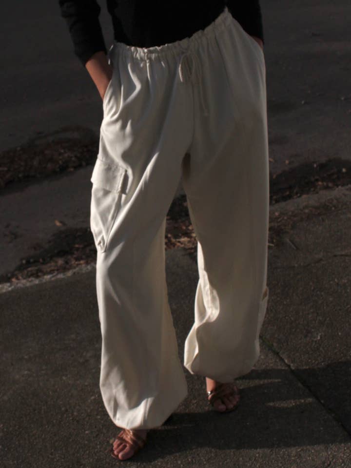 Na Nin – Calças - Mulher por atacado – Calças Cargo de Seda Cooper Canvas7