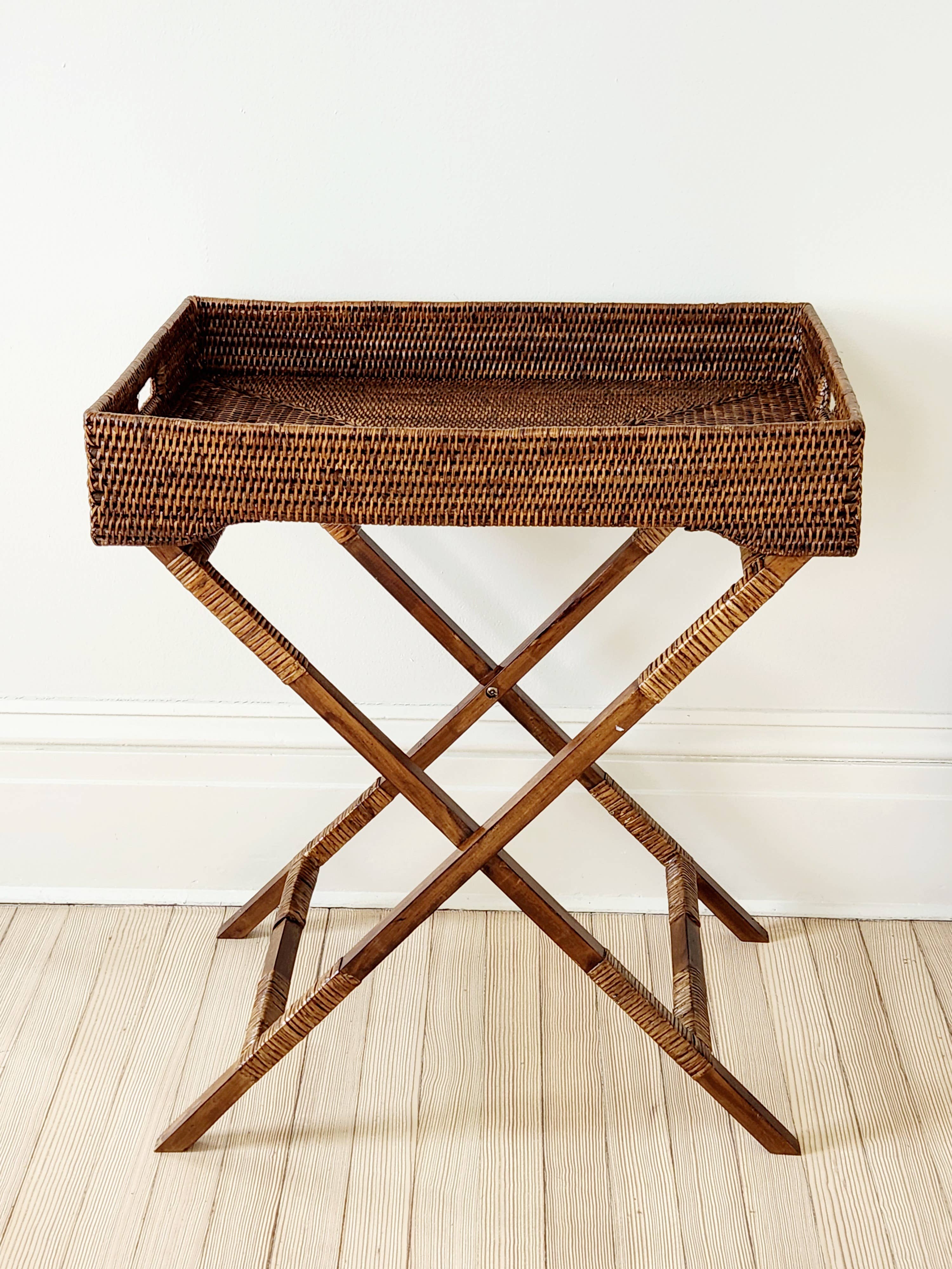 Matahari - Wholesale Serving Tray - Rectangular Butler Tray with Stand - AB  26x18x29.5'H2