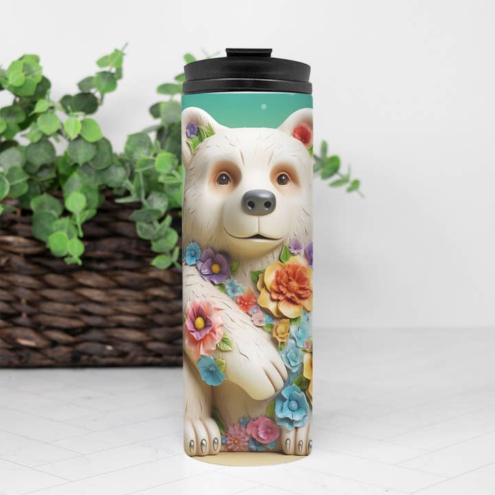 3 D Bear Thermal Tumbler 16 oz. for wholesale by SUNFLOWER DREAMS BOUTIQUE