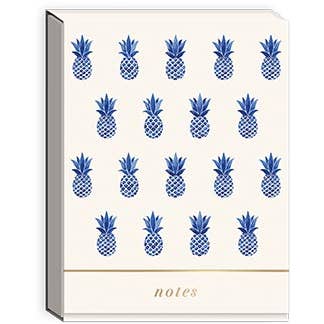 POCKET NOTEPAD COBALT COAST DITSY PINEAPPLES for wholesale by Punch Studio