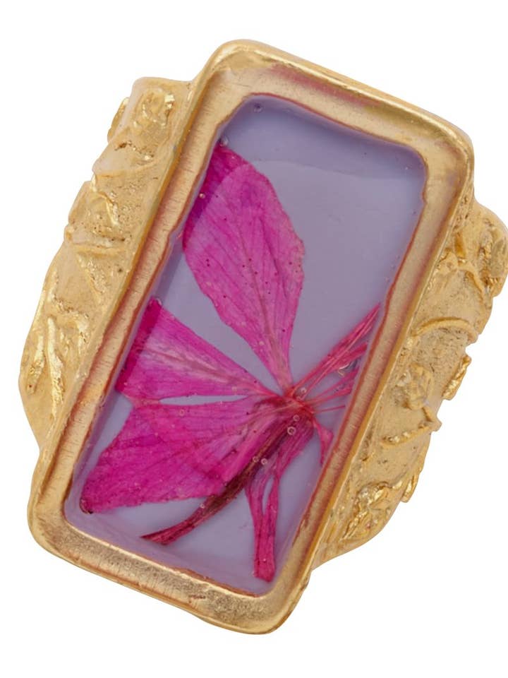 Mountain Peach Blossom Adjustable Ring for wholesale by Shari Dixon