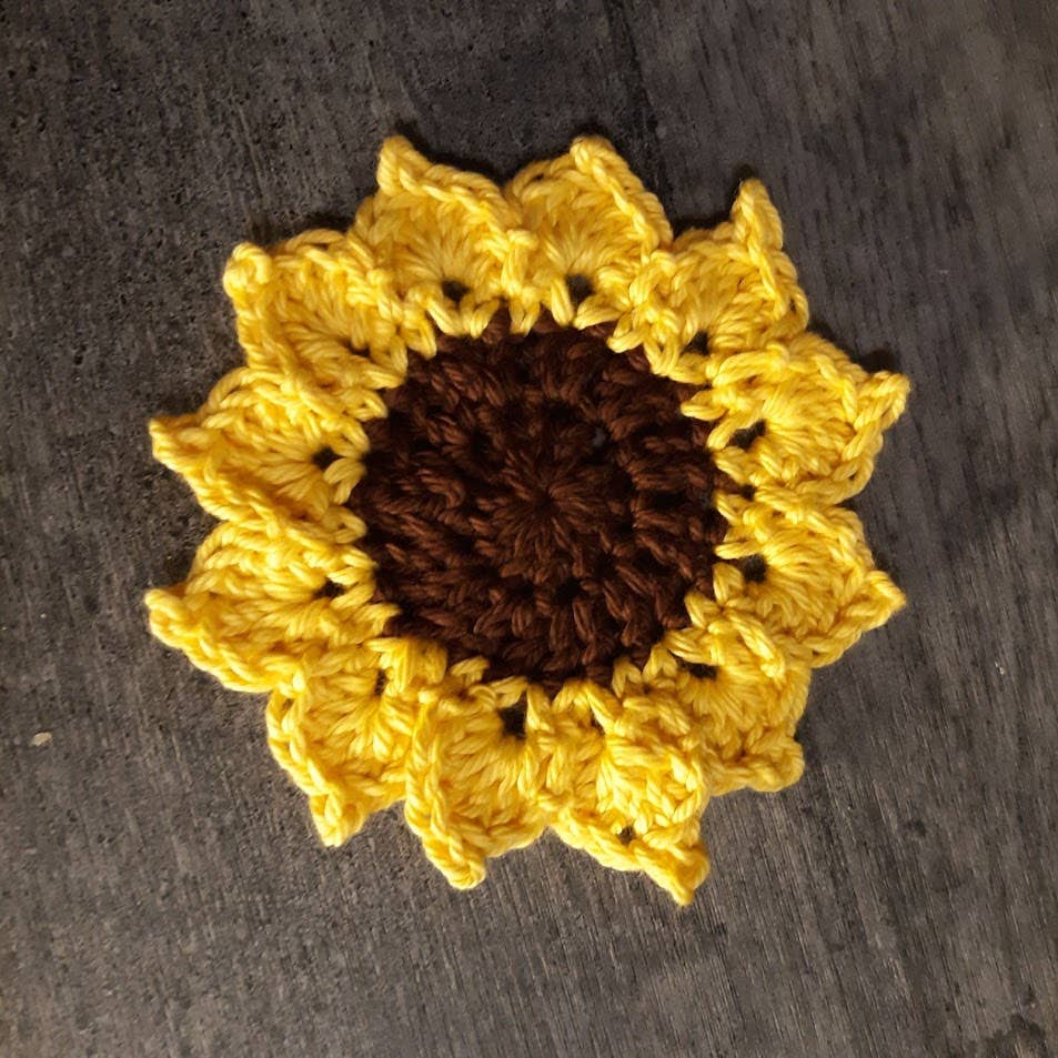 Clover Garden Crafts - Vente Sous-verre - Dessous de verre ronds en crochet tournesol 100 % coton, 12,7 cm2