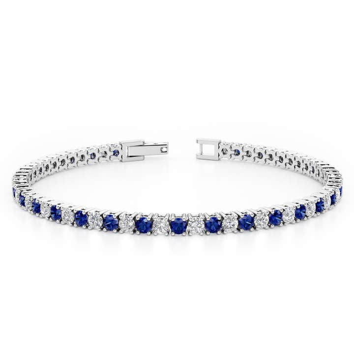 Bracciale Tennis Delicato con Zaffiro Blu da 2 Carati per la vendita all'ingrosso da parte di DV Custom Jewelry USA