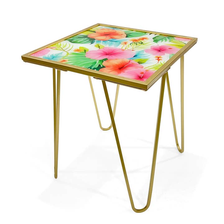 'Tropical Flowers' sofa side table for wholesale by ADM Home Decoration