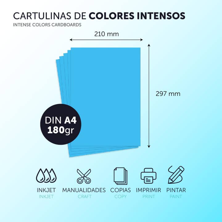 MEDEL OFFICE - Venta al por mayor Material para manualidades - Cartulina A4 Colores Intensos 180gr m-office 1000 hojas