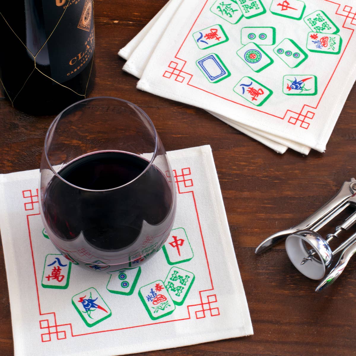 Seltzer Goods - Wholesale Dinner & Cloth Napkin - Mah Jong Tiles Cocktail Napkin Set1