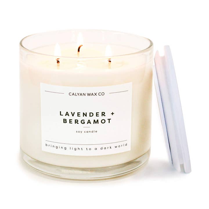 Lavender + Bergamot - 3 Wick Clear Glass Tumbler Soy Candle for wholesale by Calyan Wax Co.