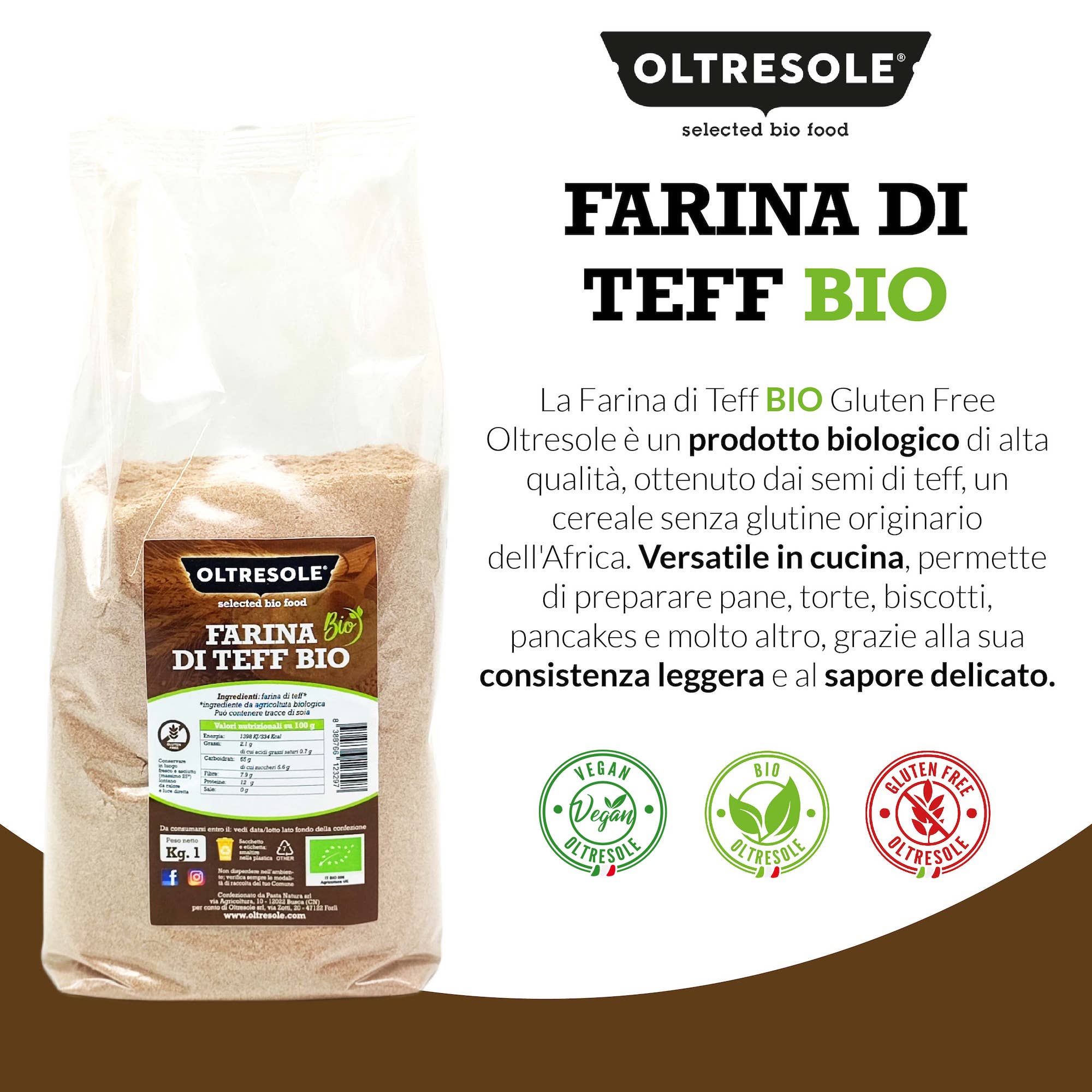 Oltresole – Engroshandel Glutenfrit mel – ØKOLOGISK TEFFMEL 1 kg3