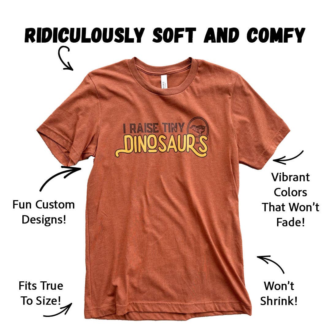 The Chicken Bawks - Wholesale Screen Printed T-Shirt - Unisex - Tiny Dino Chicken Tee1