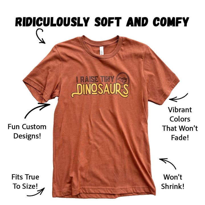 The Chicken Bawks - Wholesale Screen Printed T-Shirt - Unisex - Tiny Dino Chicken Tee1