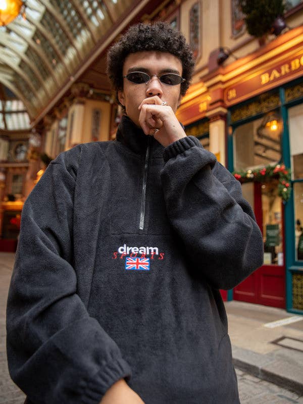 Fleece In Black With Dream Sports Embroidery for wholesale by Dream But Do Not Sleep