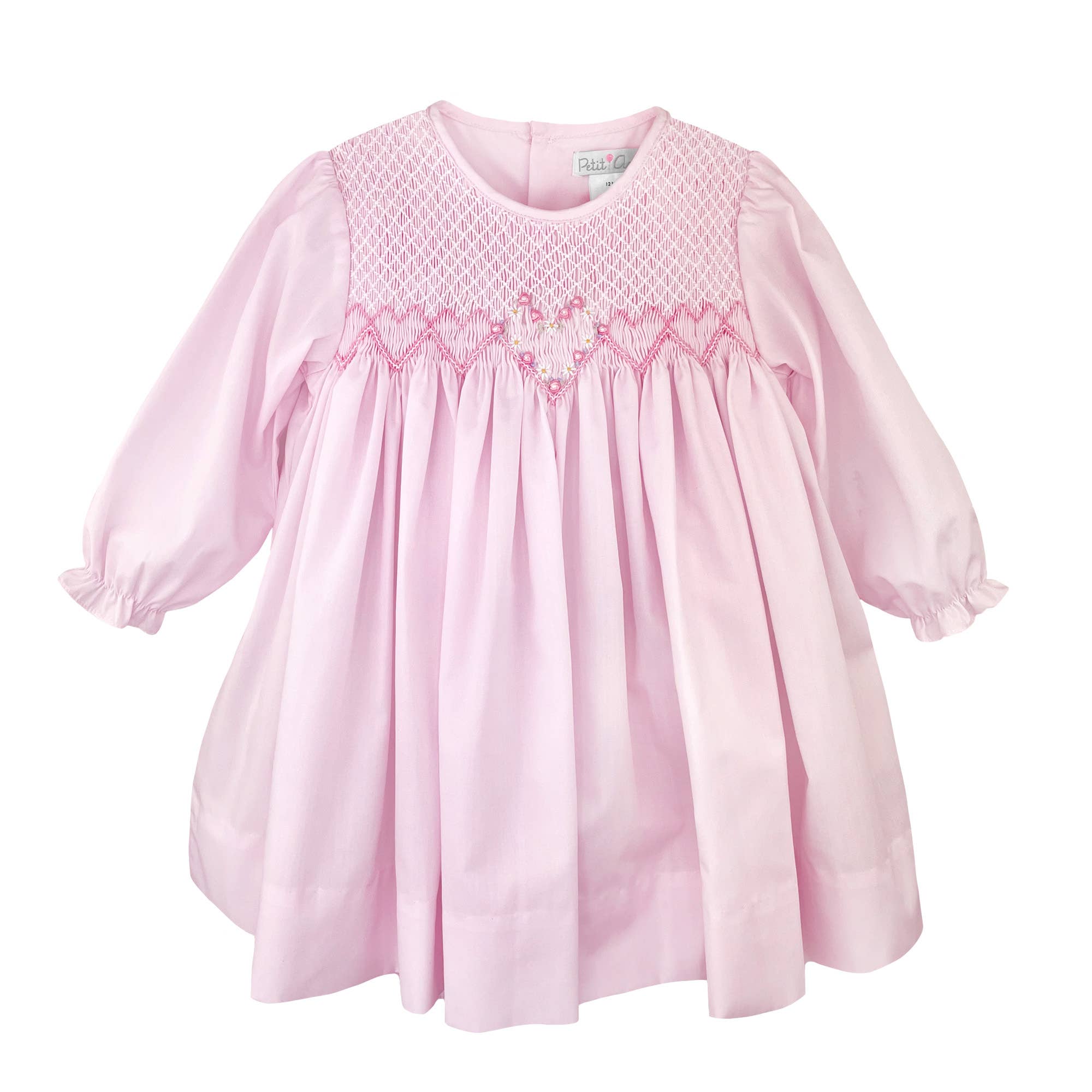 Petit Ami & Zubels - Wholesale Dress - Baby - Fully Smocked Dress with Floral Heart Embroidery1