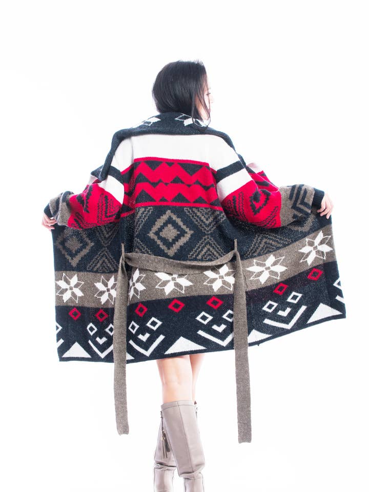 Pull en alpaga pour femme, cardigan long en tricot d'alpaga, cadeau de Noël pour la vente par JOLLIA