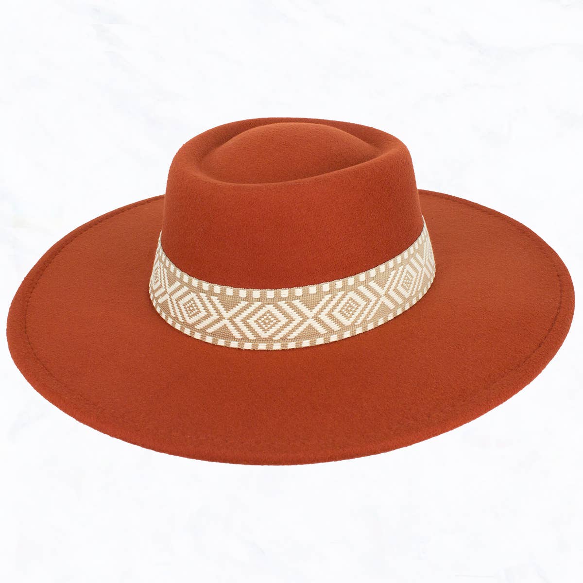 Suzie Q USA - Wholesale Fedora - Women's - Big Brim Concave Top Aztec Pattern Belt Jazz Hat6