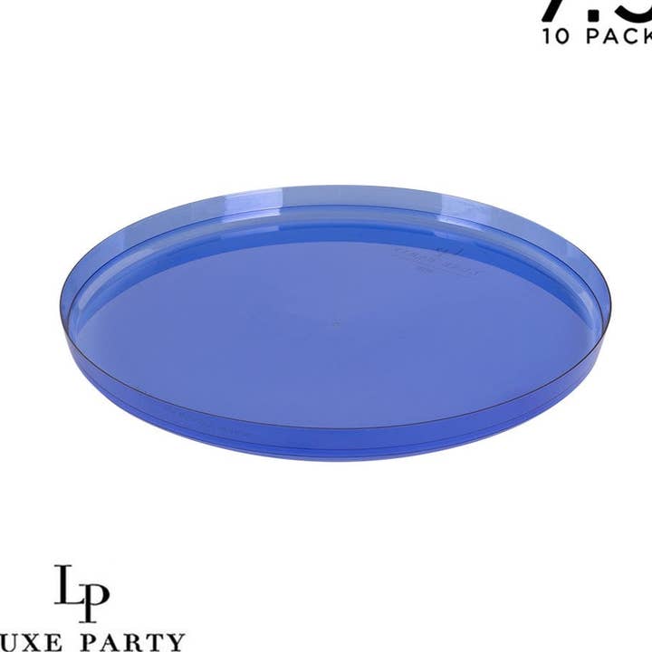 Round Transparent Bartenura Blue Walled Plastic Plates | 10 Pack for wholesale by Luxe Party