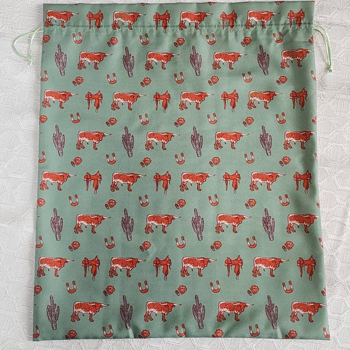 Hot Shot Leather - Wholesale Gift Bag - Western Reusable Gift Bag- Any Occasion Longhorn and Cactus 5