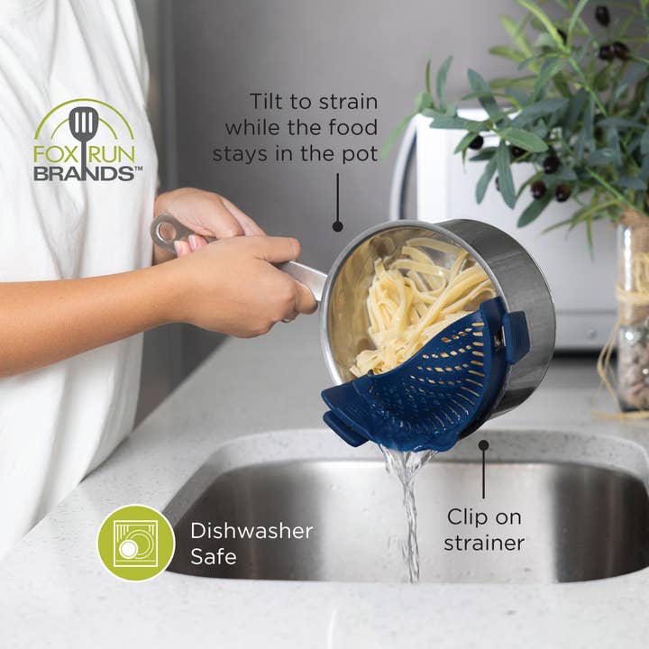 Fox Run Brands - Wholesale Kitchen Tool/Gadget - Fox Run Silicone Clip On Pot Strainer, 9” x 3.8” x 2.4”