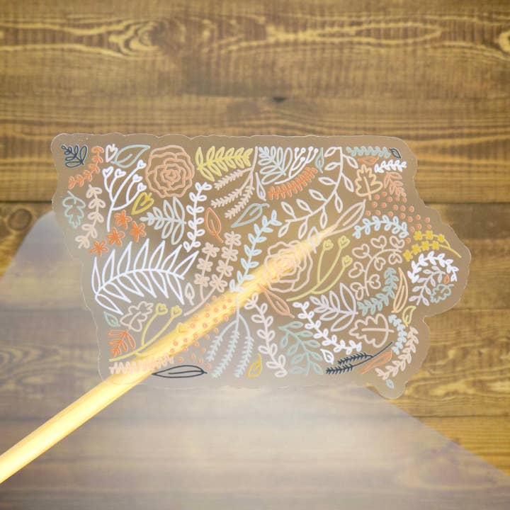 Clear Iowa Floral Sticker. Weatherproof State Sticker. Vinyl Matte Sticker. for wholesale by Nolie Co