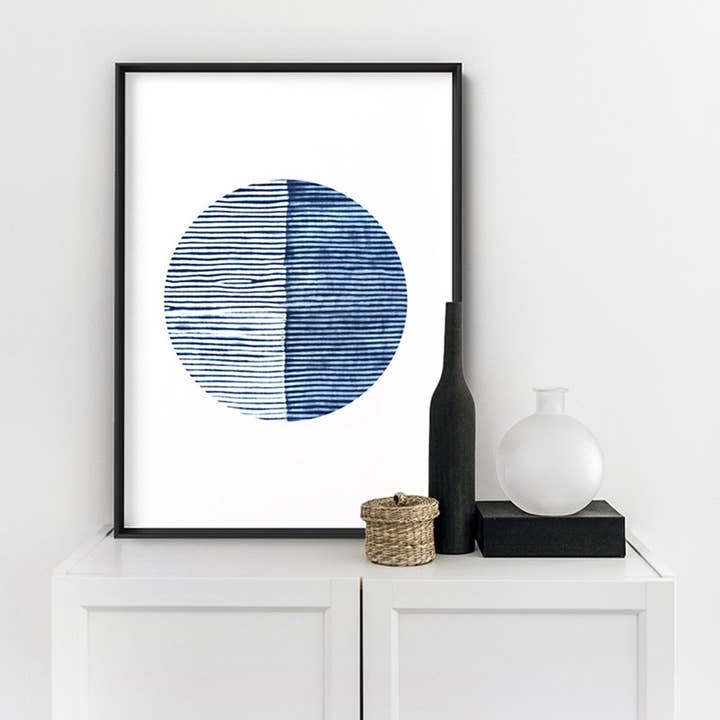 PRINT AND PROPER - Wholesale Art print - Indigo Shibori Abstract Art Print. Japanese Tie Dye Poster1