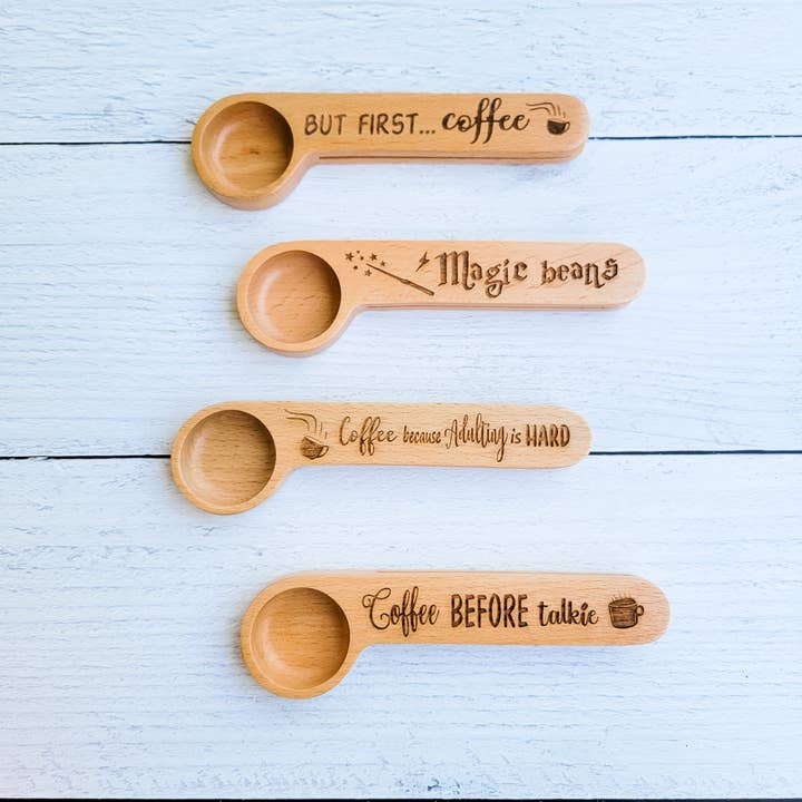 The Purple Chickadee - Wholesale Measuring Spoon - Engraved Coffee Scoop + Bag Clip