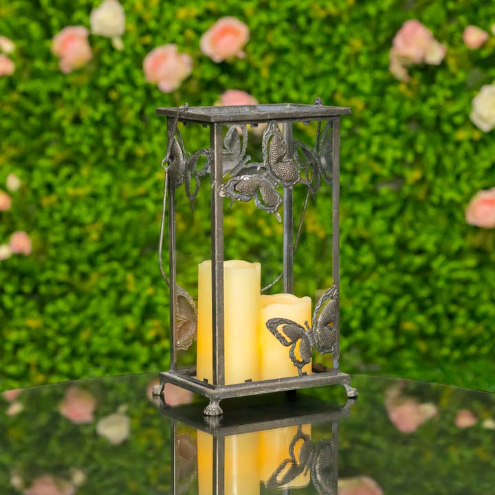 Zaer Ltd. International - Wholesale Lantern - Rectangular Butterfly Lantern in- 2 Sizes- 2 Color Options