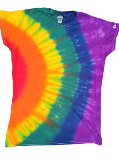 Camiseta Tie Dye Arco-Íris Lateral - Roupa Artesanal para Evento do Orgulho por atacado de VeEco Gifts