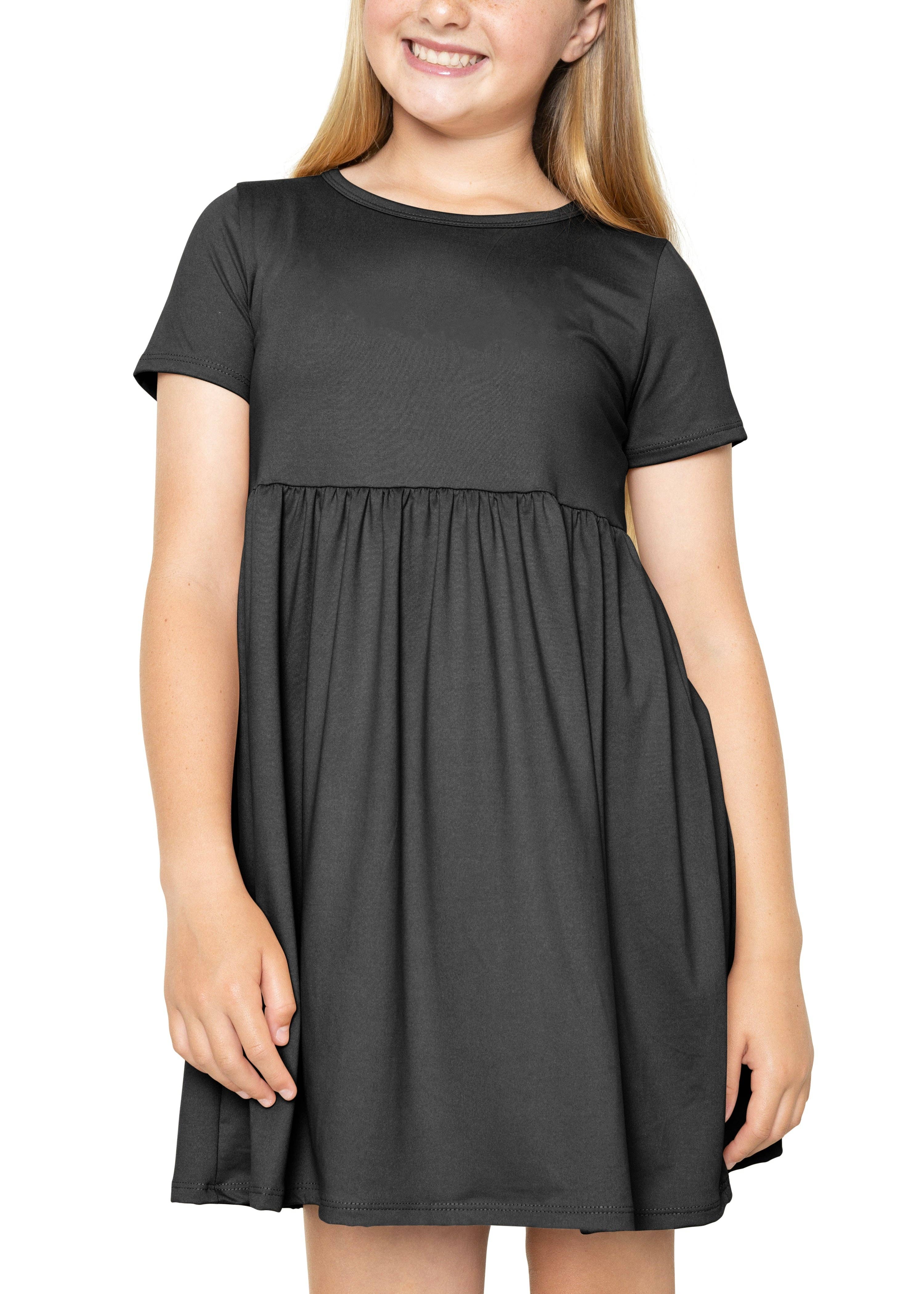 Stretch Is Comfort - Wholesale Dress - Kids - Youth Girl’s Oh So Soft Playtime T Shirt Dress Short Sleeve Casual Stretch Play Dresses|Little to Big Kids0