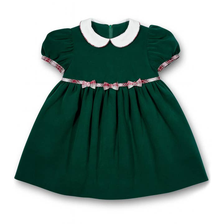 Velvet Waist Dress With Plaid Bows for wholesale by Florence Eiseman