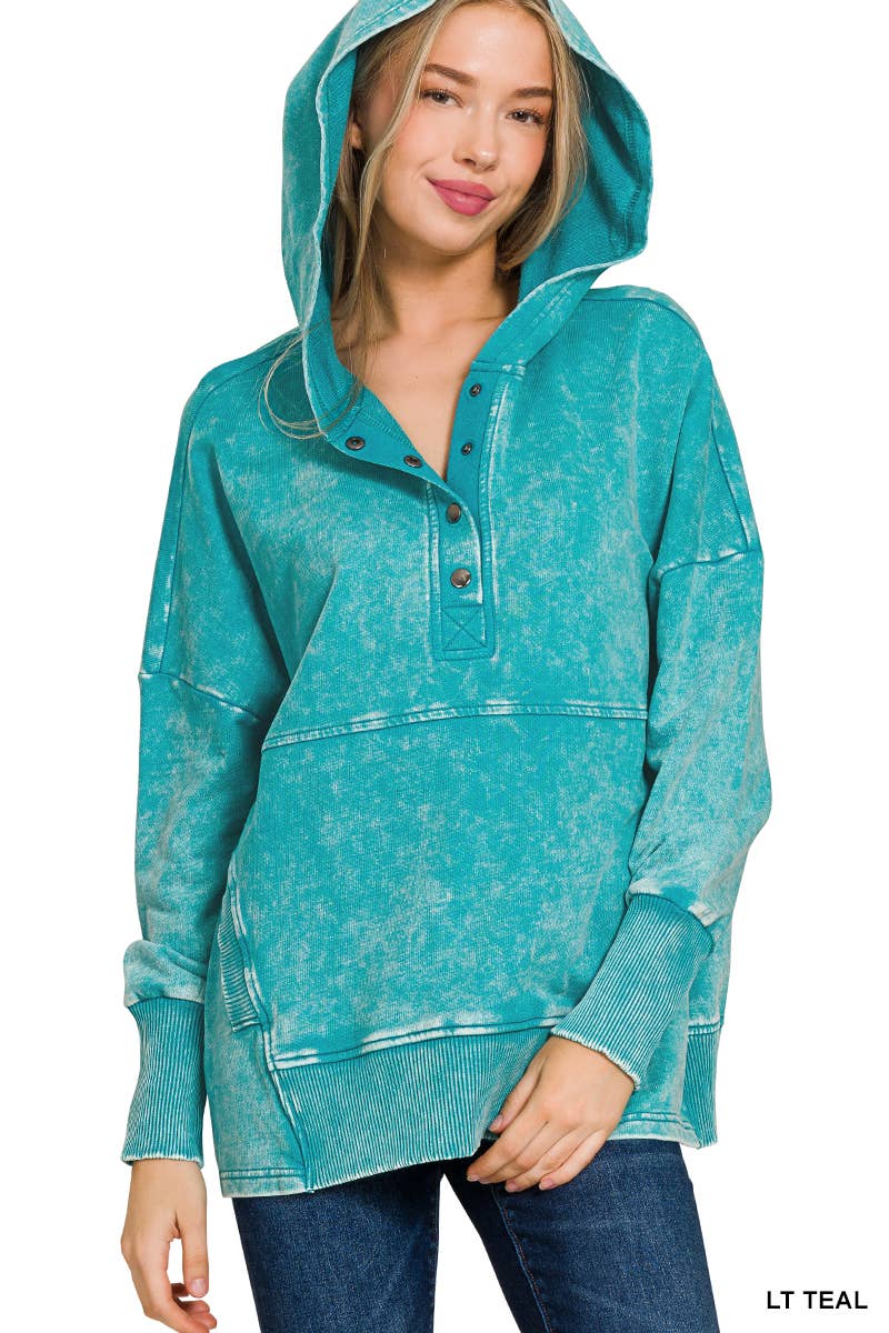 42POPS - Wholesale Hoodie - Women's - ,.._ 1015 French Terry Acid Wash Kangaroo Pocket Hoodie SI-253287
