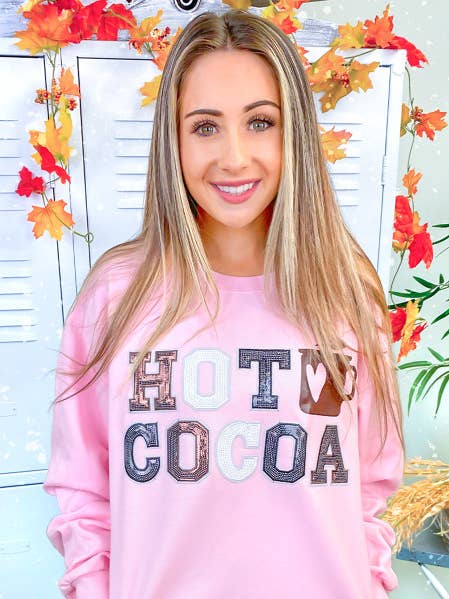 Hot Cocoa Sequin Graphic Sweatshirt for wholesale by Sugar Stitch