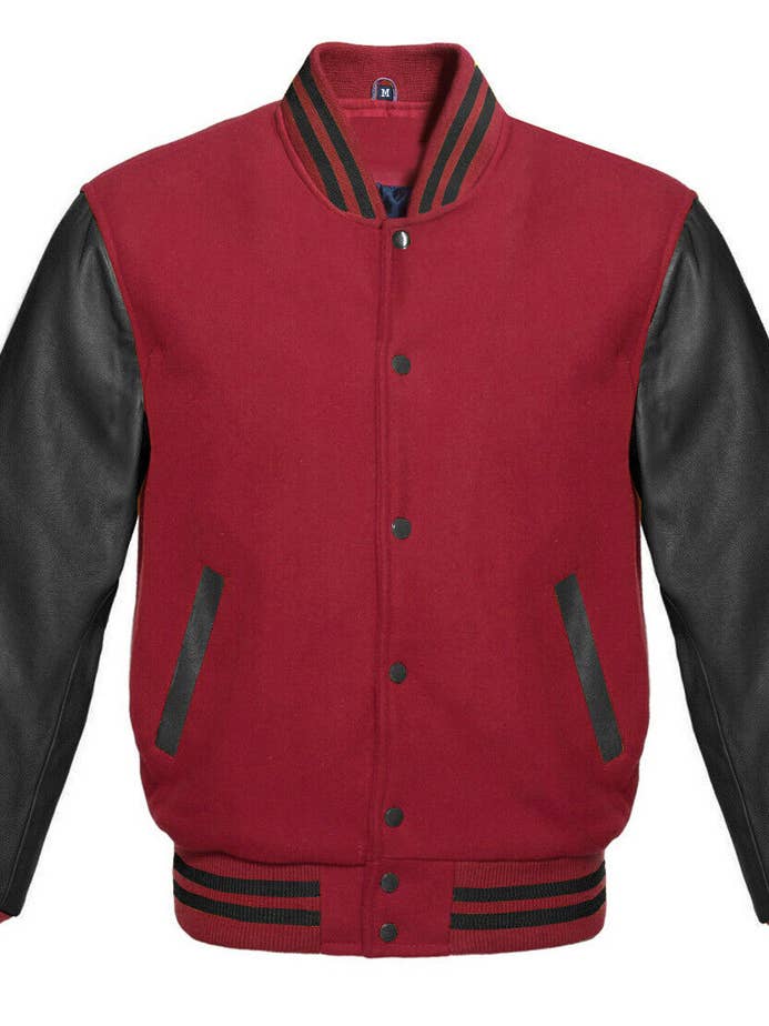 Chaqueta universitaria, 100% lana Melton y cuero original MNBLK para venta al por mayor de Kicky Imports LLC