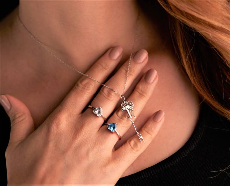 JoyPersonalized - Wholesale Pendant/Charm Necklace - Birth Flower Name Necklace1