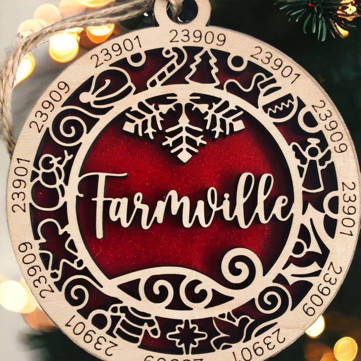 Rag Crazy Creates - Vente Objets de décoration - Décorations personnalisées avec code postal de la ville natale1