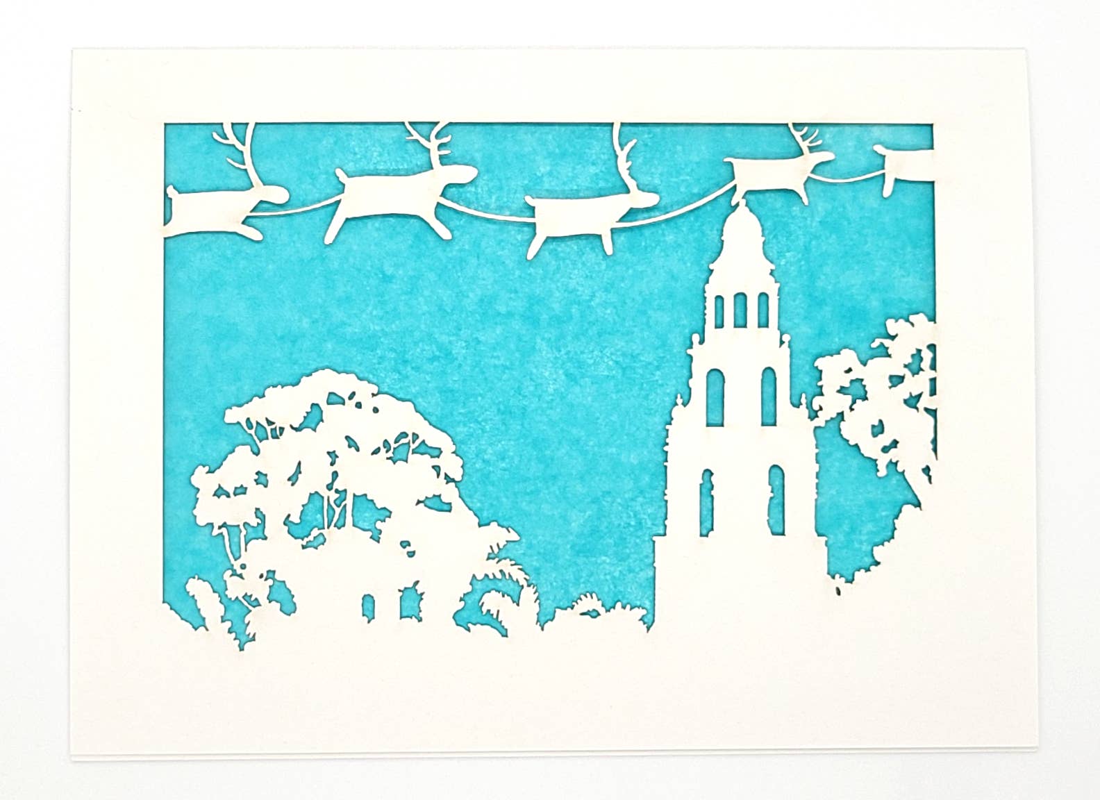 two hermanas – Großhandel Weihnachtskarte – Weihnachtsgrußkarte „Rentier over Balboa's Tower“0