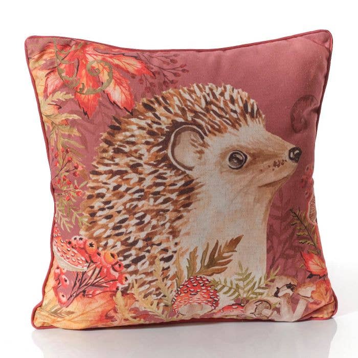 Langs - Wholesale Throw/Decorative Pillow - Toadstool Tales Hedgehog Polyester Linen Fabric Cushion1