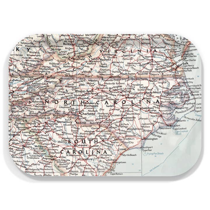 Daisy Mae Designs - Wholesale Decorative Tray - North Carolina Vintage Map Birchwood Serving Tray