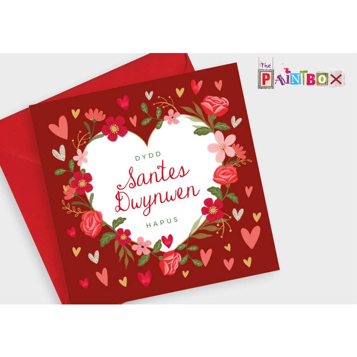 Glad Sankt Dwynwens dag, Hjärtan och blommor - Gratulationskort x6 för wholesale av The Paintbox