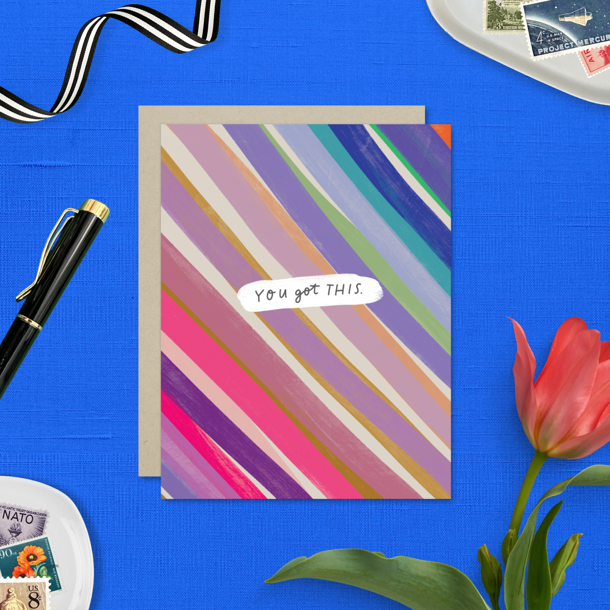 Barone and Co. - Venta al por mayor Tarjetas con mensajes de ánimo - Tarjeta de Rayas Conseguida5