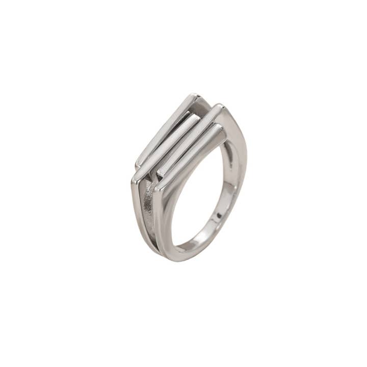 Lily Clothing - Wholesale Band/Stacked Ring - TEMPERAMENT SMOOTH GEOMETRIC THREE-LAYER RING6