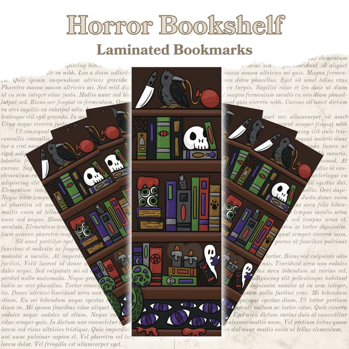 Horror boghylde Lamineret bogmærke for engroshandel hos Made by Max Designs