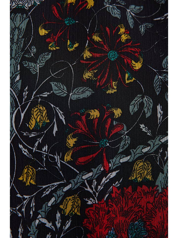 Black FLORAL PATTERNED CHIFFON DRESS for wholesale on Faire
