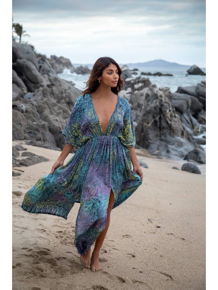 Bali Prema – wholesale Klänning - Dam – Sommar Maxi Klänning, Strandöverdrag Amy Kimono i Bahamas Grey Ra3
