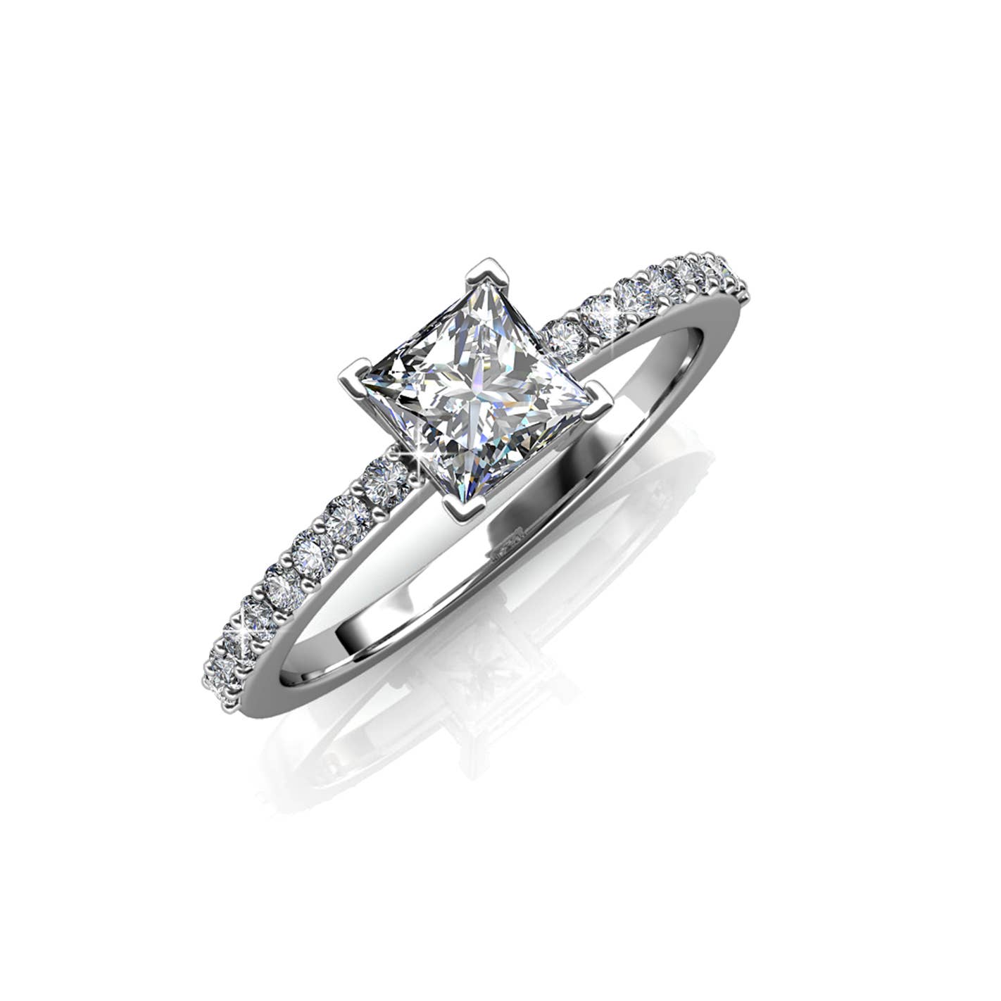 CARALI / MYC Paris - Vendita all'ingrosso Anelli di fidanzamento - Anello Simple Square - Argentato e Cristallo