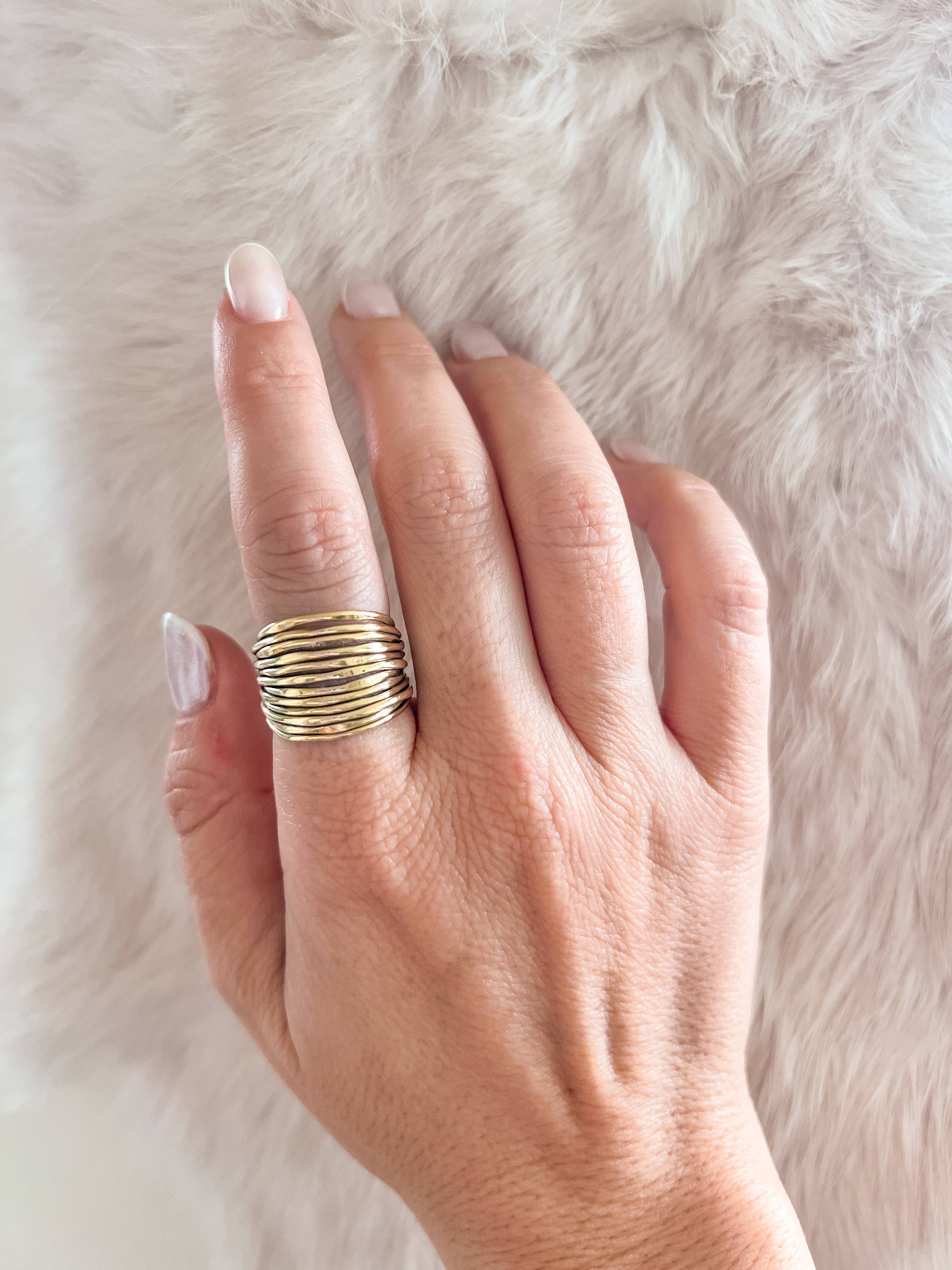 Baizaar - Vendita all'ingrosso Anelli cocktail/statement - Anello Ramble regolabile in ottone2