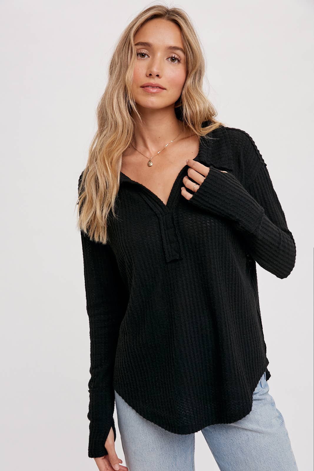 Bluivy - Wholesale Knit Top - Women's - BRUSHED WAFFLE HENLEY TOP28