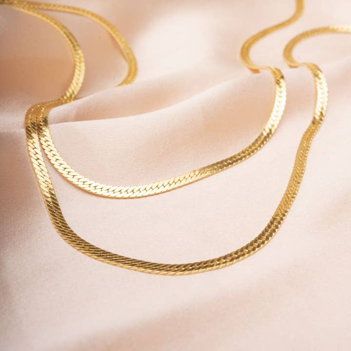 Gold Herringbone Necklace | 3mm for wholesale by Rose Gypsy
