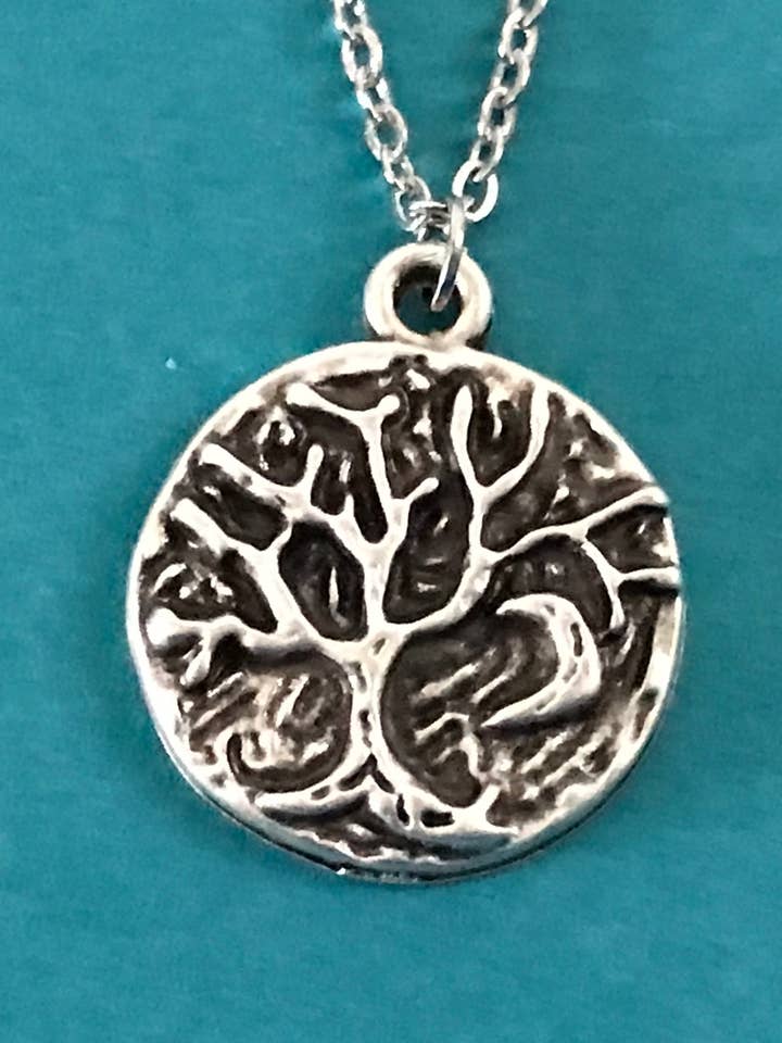 Silver Tree with Moon Necklace for wholesale by Dreamspirit