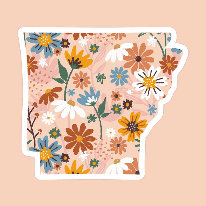 Autocollant Floral State Arkansas pour la vente par The State Stickers